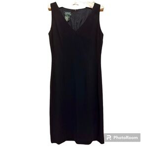 Lauren Ralph Lauren sleeveless navy blue V-neck dress size 4